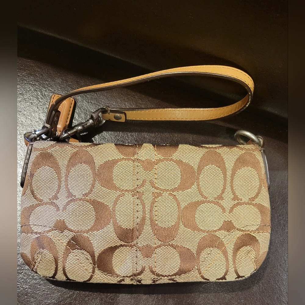 COACH Wristlet Purse Mini Handbag Brown